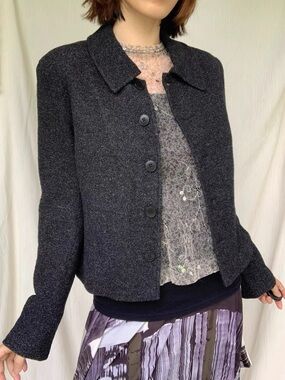 Agnes B vintage wool tweed blazer jacket 0